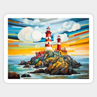 Lighthouse Concept Abstract Colorful Scenery Painting Sticker